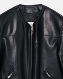 COLLARLESS LEATHER BLOUSON