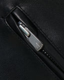 COLLARLESS LEATHER BLOUSON