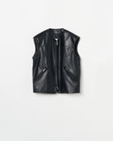 COLLARLESS LEATHER  BLOUSON