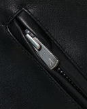 COLLARLESS LEATHER  BLOUSON